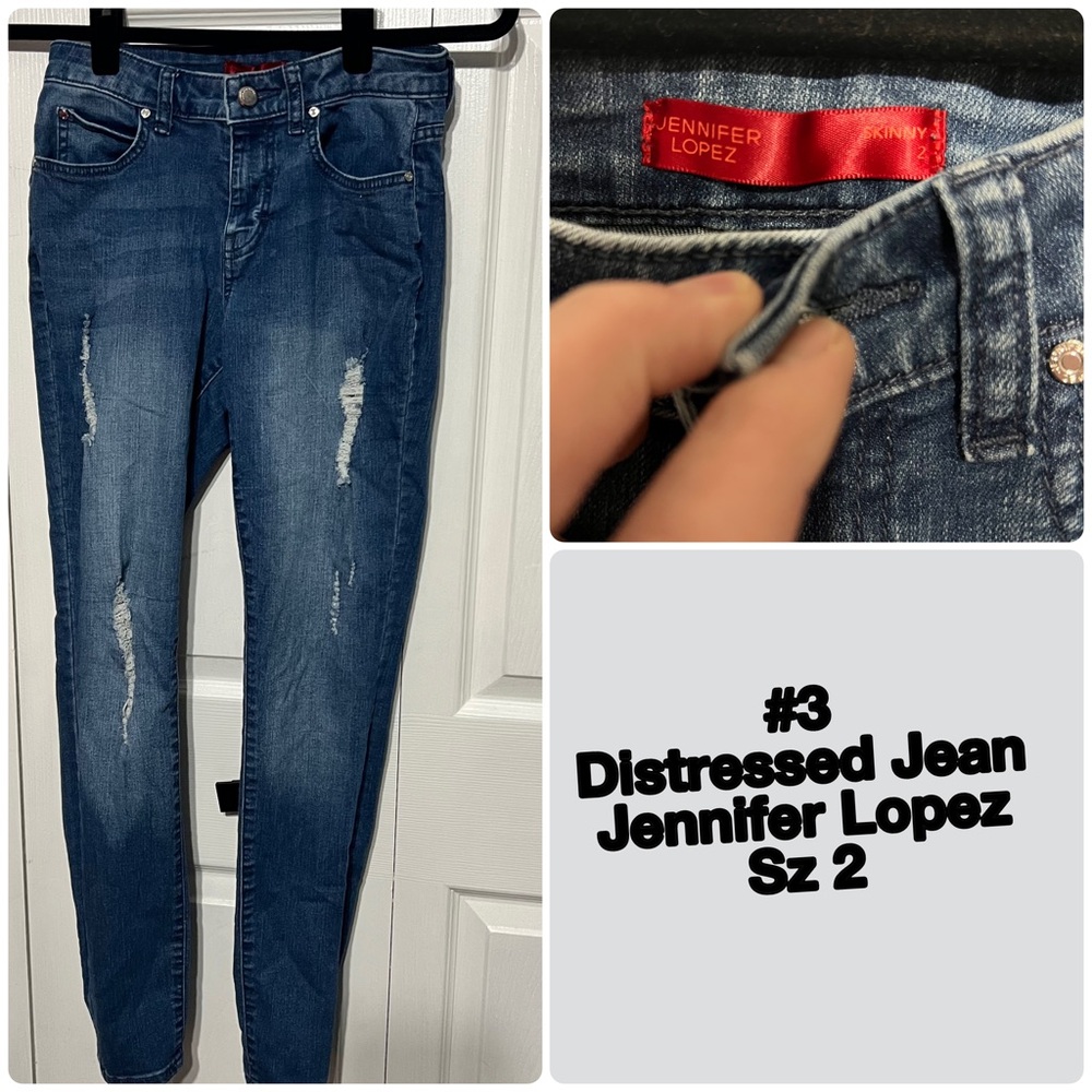 Jennifer Lopez Dark Blue Distressed Skinny Jeans